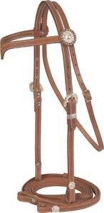 Cowboy Pro V Brow Headstall w/Reins - Pecan - Horse