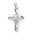 Simply Elegant Solid Sterling Silver Cubic Zirconia Rhodium Plated Cross Pendant.