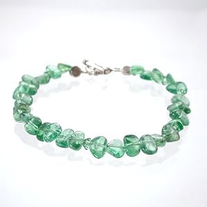 Green Apatite Gemstone, Swarovski Crystal and Sterling Silver Beaded Toggle Bracelet, 7 1/2" long, #8613