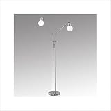 TRIO-Leuchten 473810207 ES-Stehleuchte, inklusiv 2 x E14, 11W, Spirale, mit Flex-Gelenken, Höhe max. 160 cm, Nickel matt, Glas opal matt