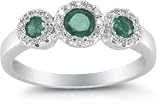 Three Stone Emerald and Diamond Ring