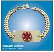 Gold Emerg Alert Medical Alert Emergency ID Bracelet and Wallet Card - "Diabetic"