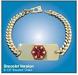 Gold Emerg Alert Medical Alert Emergency ID Bracelet and Wallet Card - "Anti-coagulant"