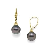 Tahitian Black Pearl Earrings in 14K Yellow Gold