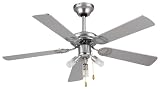 GLOBO Deckenventilator aus Nickel mit 5 Flügel in grau & 3 Deckenstrahler , Ventilator mit 3-Stufen, Ø110cm