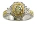 Canary & White Diamond 18k Two-tone Gold Vintage Antique Style Engagement Ring