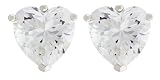 Platinum Plated Sterling Silver 8 x 8 mm Cubic Zirconia Heart-Shaped Post Earrings