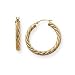 Jewelry : 14k Yellow Gold Small (S) Size HypoAllergenic Tuned Rope Design Hoop Earrings