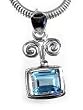 Sterling Silver Emerald Cut London Blue Topaz Pendant