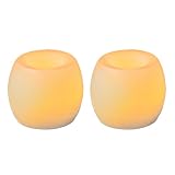 Inglow CG24101CR201 Flameless Mini Hurricanes Vanilla Scented Candle, Cream, 2-Pack