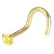 Solid 14KT Yellow Gold 2mm Yellow TOPAZ Cubic Zirconia SOLITAIRE Nose Ring