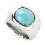 Steel-Jewelry: Stainless Steel Reconstituted Turquoise with Signity Cubic Zirconia Ring