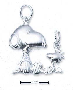 Sterling Silver Peanuts Snoopy Woodstock Friendship Charm