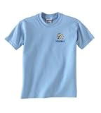Custom embroidered mean face volleyball ball design on t-shirt