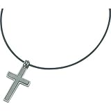 Titanium Leather Cord Cross Pendant Necklace 18 New