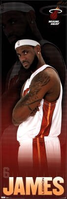 Miami Heat LeBron James Door Sports Poster Print - 21x62 custom fit with RichAndFramous Black 21 inch Poster Hangers