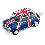 Mini Cooper Blue British Pavilion USB Flash Drive - Data Storage Device - 4GB - Key Ring Included