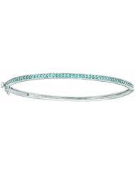 14K White Gold Champagne diamond milgrain bangle