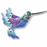 Clearly Charming Fuchsia Crystal Hummingbird Sterling Silver and Enamel Pin
