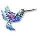 Clearly Charming Fuchsia Crystal Hummingbird Sterling Silver and Enamel Pin