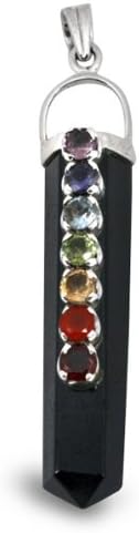 Tourmaline Chakra Wand Semiprecious Sterling Silver Pendant