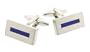 Rectangular cufflinks with blue accent center with presentation box