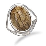 Sterling Silver Oval Picture Jasper Ring