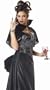 Sexy Womens Costume Black Goth Lady Vampire Outfit Black Bustle Dress Silver Detailing