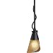 This contemporary mini-pendant cleverly reworks traditional elements into a modern work of art. A 
great look for dining areas or kitchen lighting. Features a dimpled collar in an olde iron finish 
and an umber glass, hand-formed cone shade. Uses one 60 watt bulb (not included). Measures 4 1/2" 
wide, 46 1/2" high.
