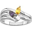 14K White Gold Amethyst, Citrine and Sky Blue Topaz Ring