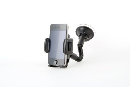 GSI Super Quality In Car Windshield - Dashboard Mount For Apple iPhone 4, iPods And Mobile Phones - 360° Rotating Dock, Suction Cup Stand, Flexible Goose Neck Holder - Perfect Fit - Great For Travel Or Home Use