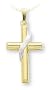 14k Yellow Gold Cross w/ Rhodium Sash Pendant, 18"