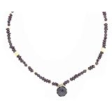 Garnet and Gold Beaded Drop Necklace, 17