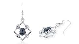 Oval Cut Hematite Dangling Earrings Sterling Silver