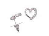 Sterling Silver Small Heart Earrings with Accent CZ Stones