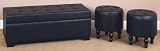Black Leather Bench 2 Footstool