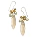 French Wire Earrings with Carnelian, Crystal, Cultured Freshwater Pearl and Green Fluorite Drop