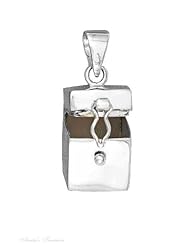 Sterling Silver 18" .8mm Wide Box Chain Necklace With Plain Prayer Box Locket Pendant Pendant