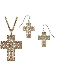 Black Hills Gold Cross Jewelry Set