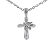 Sterling Silver CZ Christian Cross with Silver Dove on Chain
