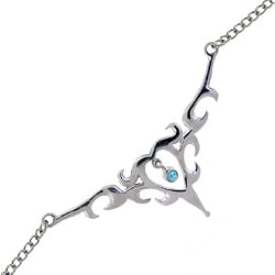 TRIBAL HEART No. 1 Solar Blue Gem BACK Belly Chain
