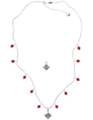 2-D "Bad Hair Day" with Girl on a Light Siam Crystal Waterfall Necklace