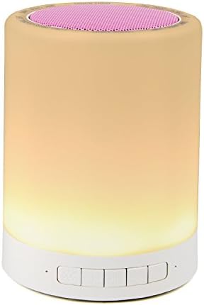 Bluetooth Speakers, YISDEA Portable Wireless Bluetooth Speaker with Colorful Smart Touch LED Lamp, Hands-free Bluetooth Speakerphone, TF Card, AUX Supported, Night Light for Kids - Pink