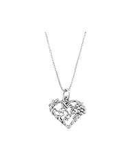 Sterling Silver One Sided Best Friend Flowered Heart Necklace
