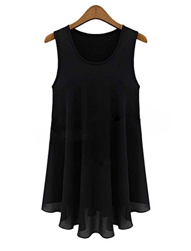 QZUnique Women's Plus Size Elegant Sleeveless Shirt Chiffon Top Tank