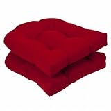 Pillow Perfect Outdoor Red Solid Wicker Seat Cushions, 2-Pack