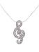 Sterling Silver CZ Lined Treble Clef Necklace with 18 inch Snake Chain