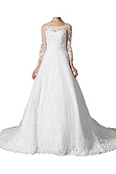 Floral Print Lace Sheer Natural   Waistline Wedding Dress 