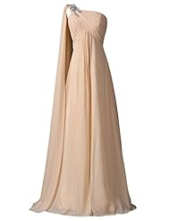  One Shoulder Acrylic/Chiffon/Satin Ruched Lace-Up  Ball Gown Evening Dress/Prom Dress/Quinceanera Dress/Party Dress 