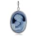 14K White Gold Mother & Her Child Cameo Pendant